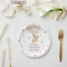 Gender Reveal Bear Pink Blue Modern