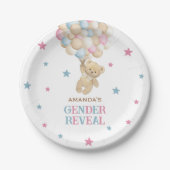 Gender Reveal Bear Pink Blue Modern Pappteller (Vorderseite)