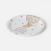 Gender Reveal Bear Pink Blue Modern Pappteller (Schrägansicht)