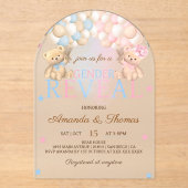 Gender Reveal Bear Themed Acryleinladungen (Vorderseite)