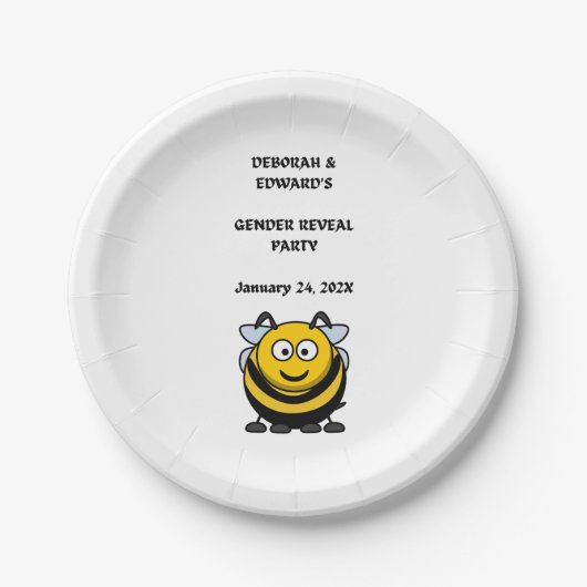 Gender Reveal Bee Party Pappteller (Vorderseite)