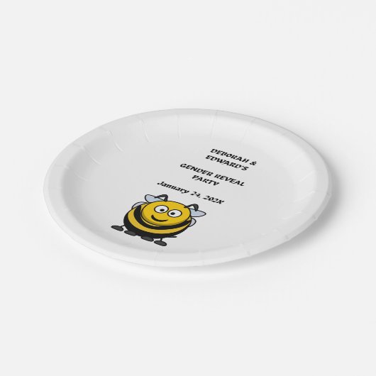 Gender Reveal Bee Party Pappteller (Schrägansicht)