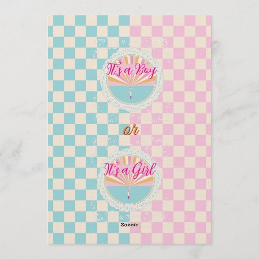 Gender Reveal Blue-Pink Plaid Checkered Einladung (Rückseite)