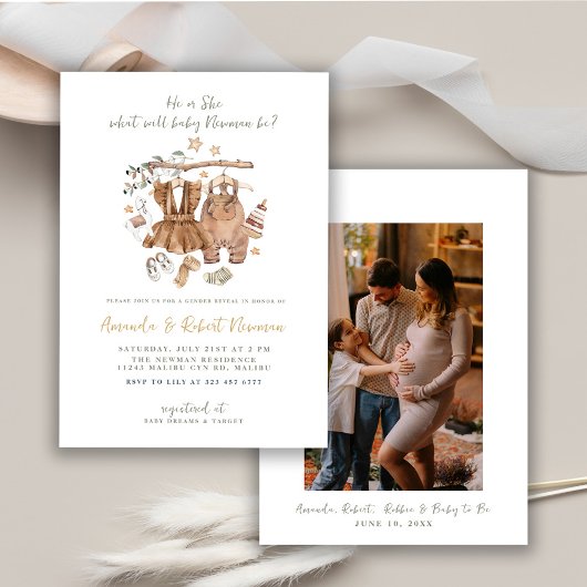 Gender Reveal Boho Clothesline Baby Shower Einladung