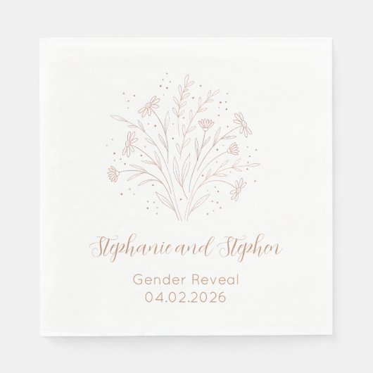 Gender Reveal - Boho Floral Serviette (Vorderseite)