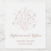 Gender Reveal - Boho Floral Weinetikett (Einzelnes Label)