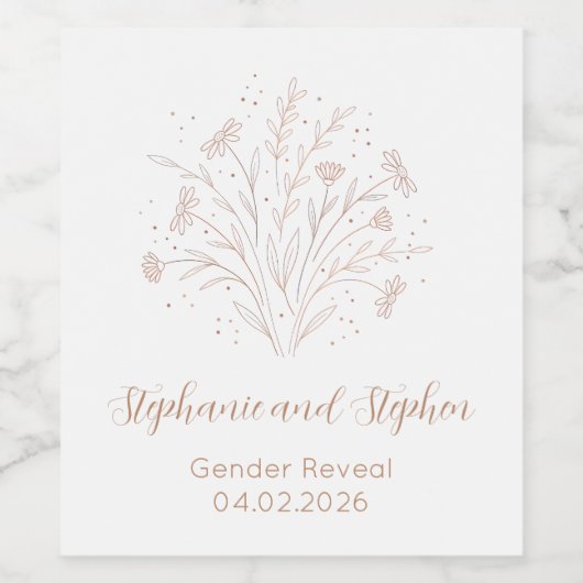 Gender Reveal - Boho Floral Weinetikett (Einzelnes Label)