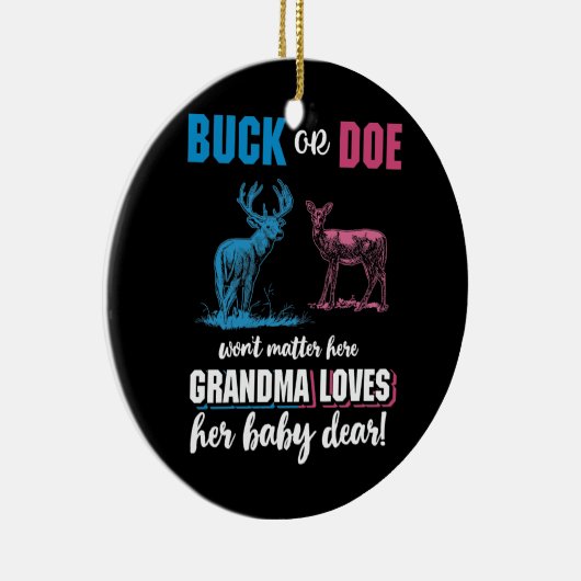 Gender Reveal Buck oder Doe Party Oma Keramik Ornament (Rechts)