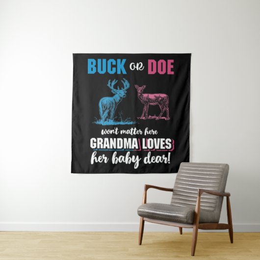 Gender Reveal Buck oder Doe Party Oma Wandteppich (Beispiel)