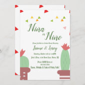 Gender Reveal Cactus Niña Niño Fiesta Einladung (Vorne/Hinten)