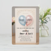 "Gender Reveal Celebration Freude und Überraschung Einladung (Stehend Vorderseite)