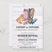 Gender Reveal Cowboy oder Cowgirl Boots Einladung (Vorderseite)