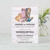 Gender Reveal Cowboy oder Cowgirl Boots Einladung (Stehend Vorderseite)