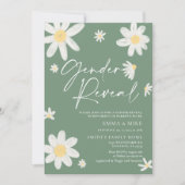 Gender Reveal Daisy Sage Green Einladung (Vorderseite)
