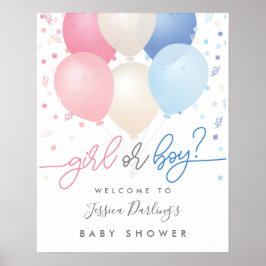 Gender Reveal Dusche Rosa Blau Begrüßungspult Poster