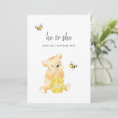 Gender Reveal Duwer Teddy Bear Honey Bee Bee Einladung (Stehend Vorderseite)