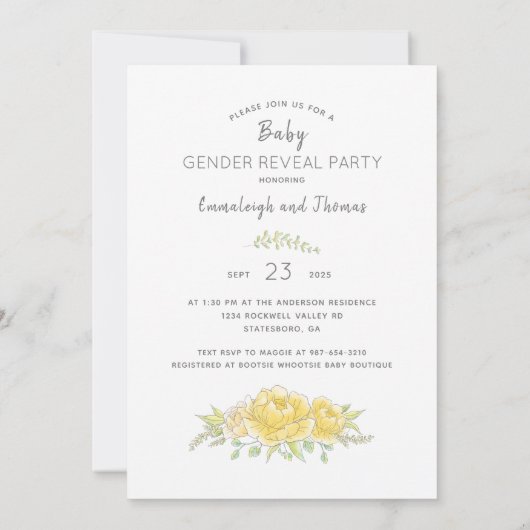 Gender Reveal Duwer Teddy Bear Honey Bee Bee Einladung (Rückseite)