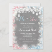 Gender Reveal Ein kleiner Schneeflocken ist auf de Einladung (Vorderseite)