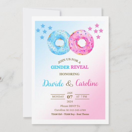 Gender Reveal Einladung Card (Vorderseite)