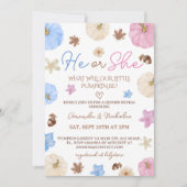 Gender Reveal Fall Pumpkin Pink Blue Einladung (Vorderseite)