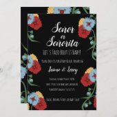 Gender Reveal Fiesta Mexican Florals Einladung (Vorne/Hinten)