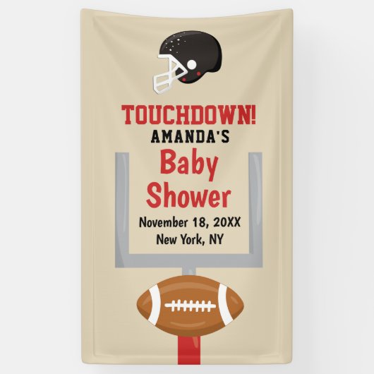 Gender Reveal Football Baby Boy Dusche Willkommen Banner (Vertikal)