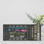 Gender Reveal Football Ticket Touchdown oder Tutus Einladung (Stehend Vorderseite)