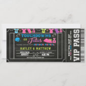Gender Reveal Football Ticket Touchdown oder Tutus Einladung (Vorderseite)