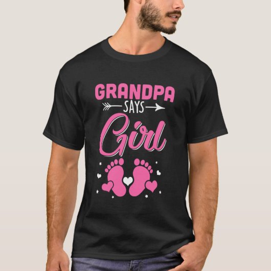 Gender Reveal For Grandpa Says Girl Matching Famil T-Shirt (Vorderseite)