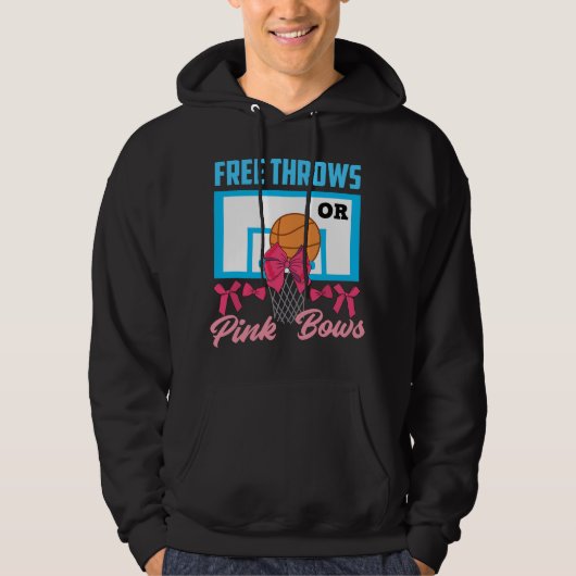 Gender Reveal Free Throws or Pink Bows Basketball Hoodie (Vorderseite)