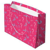 Gender Reveal Fuchsia Geschenktasche Große Geschenktüte (Rückseite Schrägansicht)