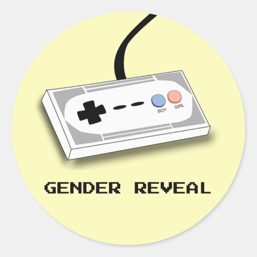 Gender Reveal Gamer Controller Boy Girl Runder Aufkleber (Vorderseite)