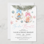 Gender Reveal Gingerbread Baubles Baby Shower Einladung (Vorderseite)