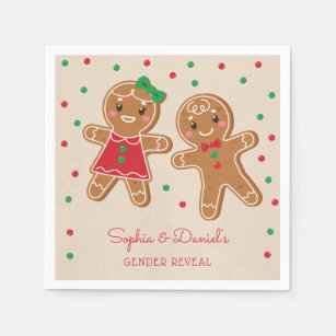 Gender Reveal Gingerbread Cocktail Napkin Serviette