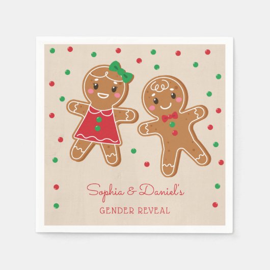 Gender Reveal Gingerbread Cocktail Napkin Serviette (Vorderseite)