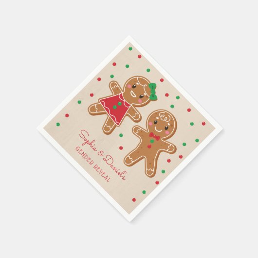 Gender Reveal Gingerbread Cocktail Napkin Serviette (Ecke)