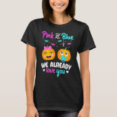 Gender Reveal Halloween Pregnancy Announcement Pin T-Shirt (Vorderseite)