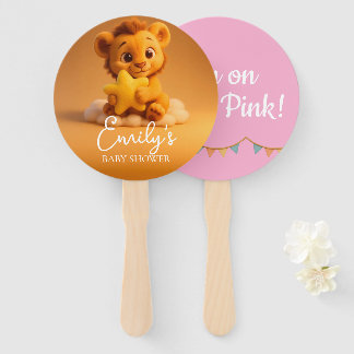 Gender Reveal Hand Fan, Little Lion. It’s a Girl Fächer