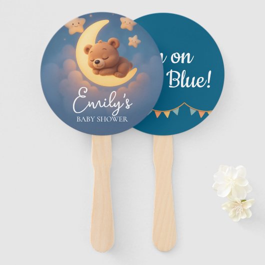 Gender Reveal Hand Fan, Teddy Bear. It’s a Boy Fächer (Vorne und Hinten)