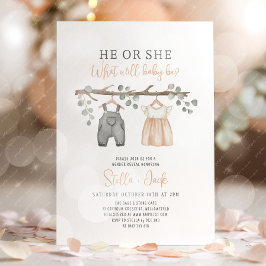 Gender Reveal He or She Clothesline Einladung