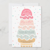 GENDER REVEAL - hier ist das Party aus Bruteis Einladung (Vorderseite)