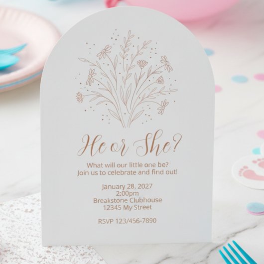 Gender Reveal Invitation - Boho Floral Arch Einladung