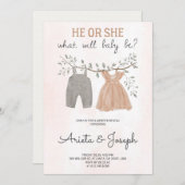 Gender Reveal Invitation card on marble surface Einladung (Vorne/Hinten)