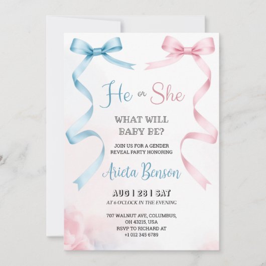 gender reveal invitation card with pink Invitation Einladung (Vorderseite)