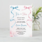 gender reveal invitation card with pink Invitation Einladung (Stehend Vorderseite)