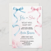gender reveal invitation card with pink Invitation Einladung (Vorne/Hinten)