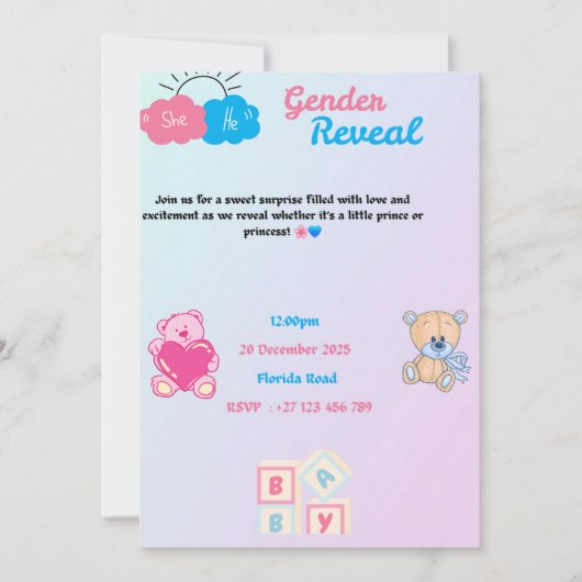 Gender reveal invitation  einladung (Vorderseite)