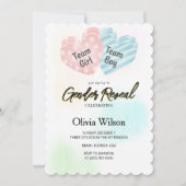 Gender Reveal Invitation – Pink & Blue Watercolor  Einladung (Vorderseite)