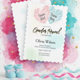Gender Reveal Invitation – Pink & Blue Watercolor Einladung