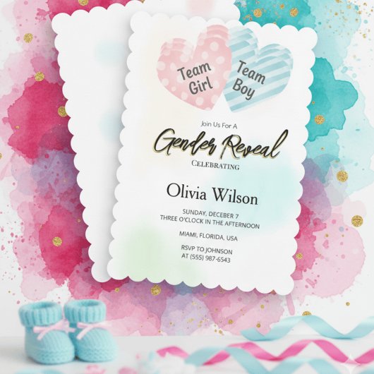 Gender Reveal Invitation – Pink & Blue Watercolor  Einladung